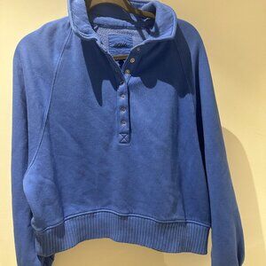 Aerie Lavender Blue Quarter-Buttoned Sweatshirt